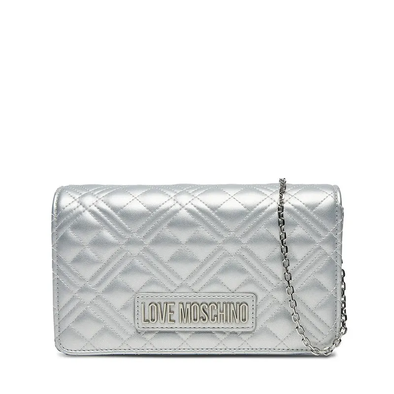 Clutch Donna con Tracolla LOVE MOSCHINO linea Smart Daily Quilted Metallic Silver