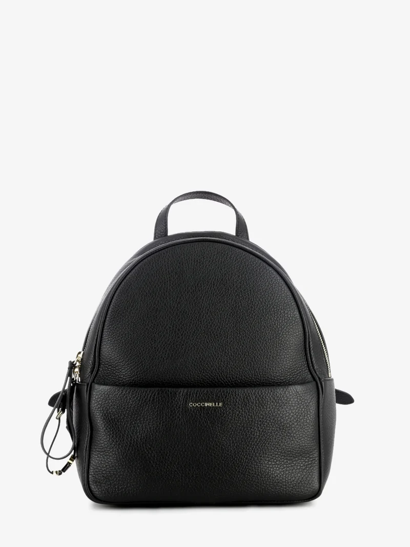 Zaino in pelle martellata nero