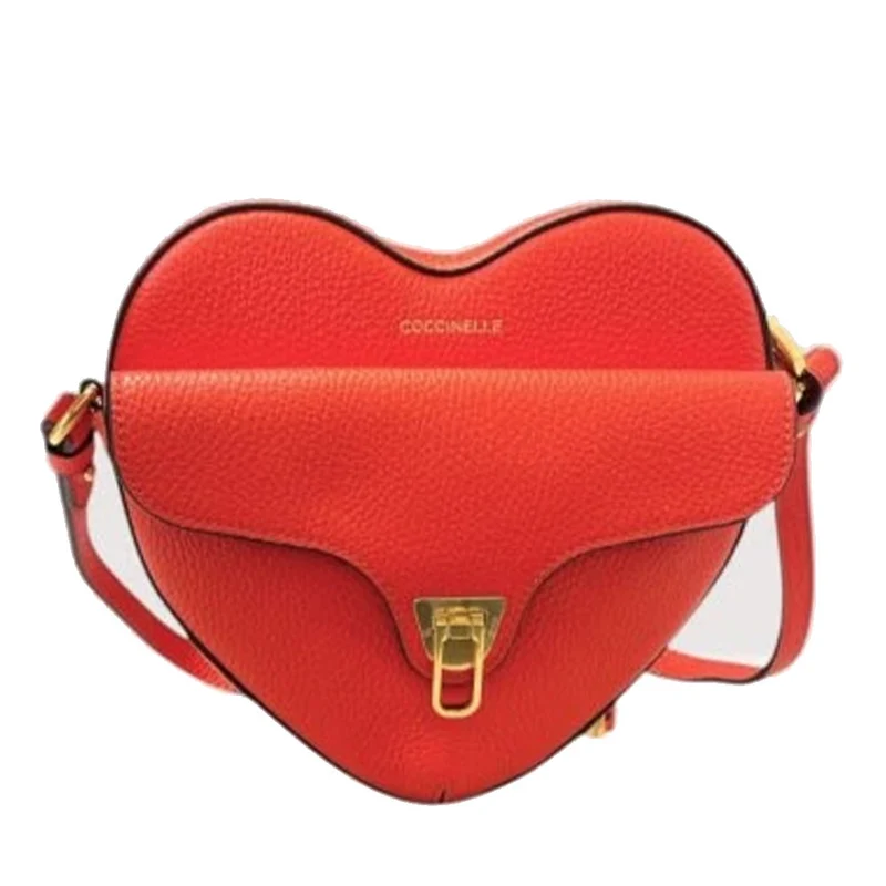 Borsa Donna a Tracolla Mini COCCINELLE a Forma di Cuore in Pelle Gazpacho linea Beat Soft