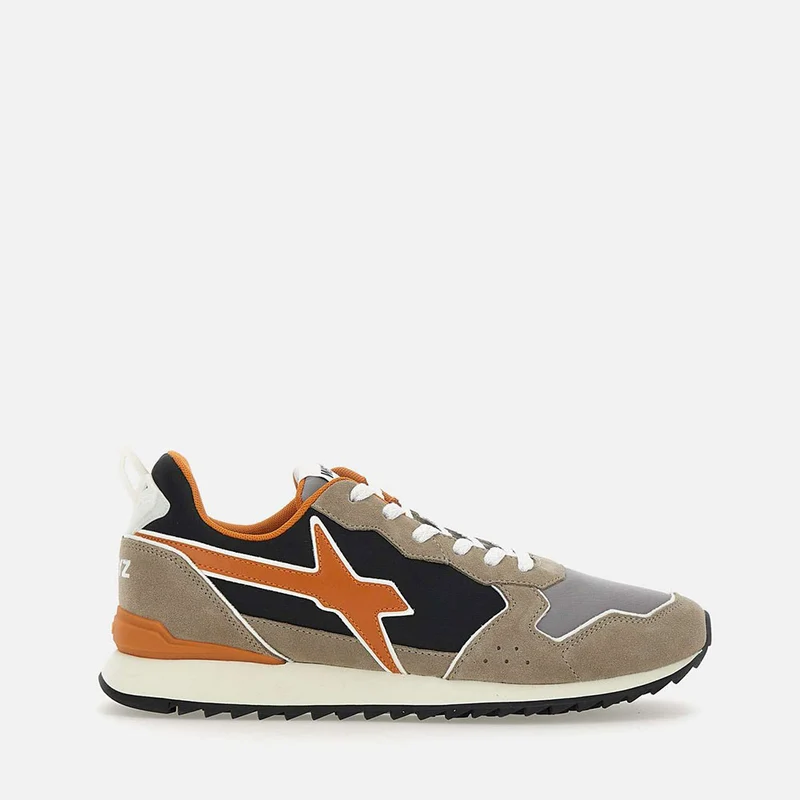 Sneakers Uomo W6YZ Jet-M. in Tessuto Tecnico e Suede colore Taupe Dark Grey e Orange