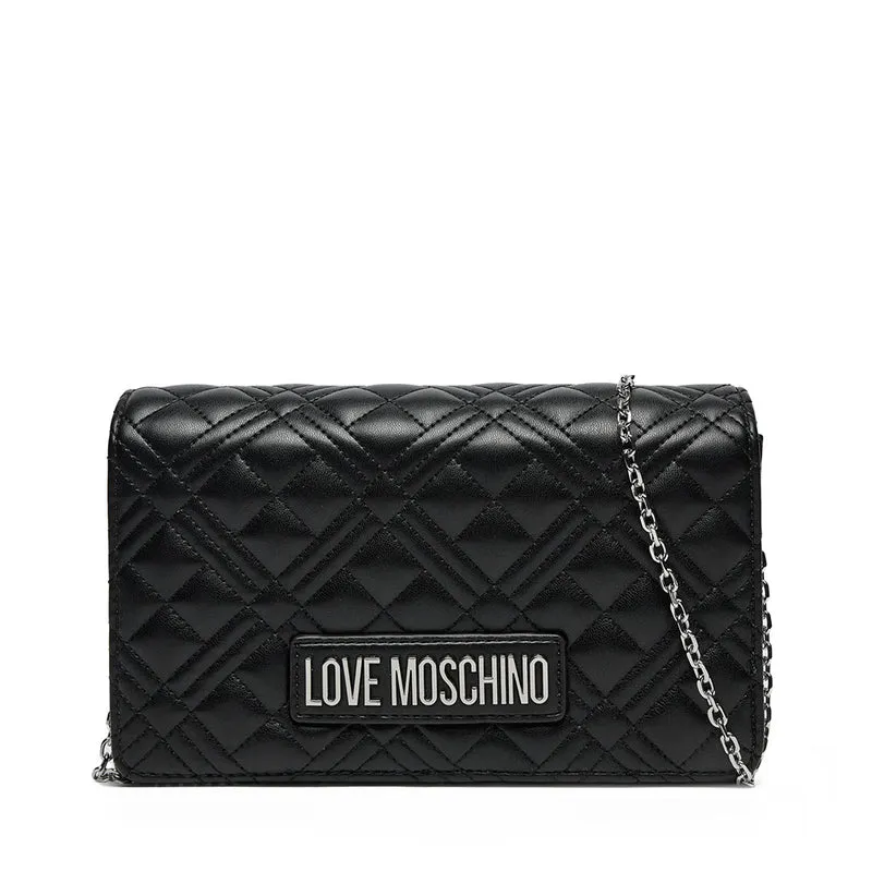 Clutch Donna con Tracolla LOVE MOSCHINO linea Shiny Quilted Nero e Nikel