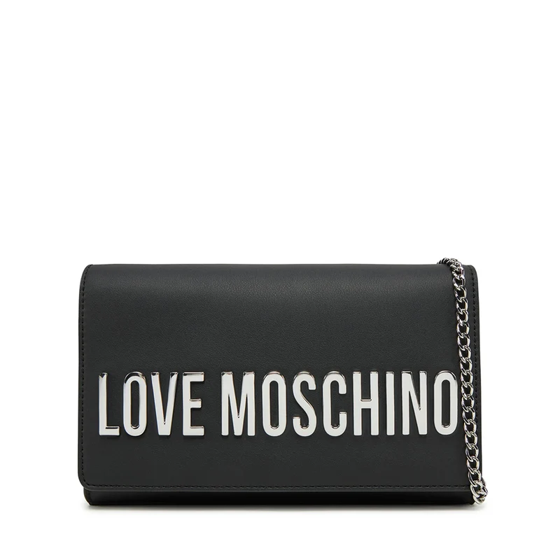 Clutch Donna con Tracolla LOVE MOSCHINO linea Smart Daily Bag Lettering Logo Nero e Nikel
