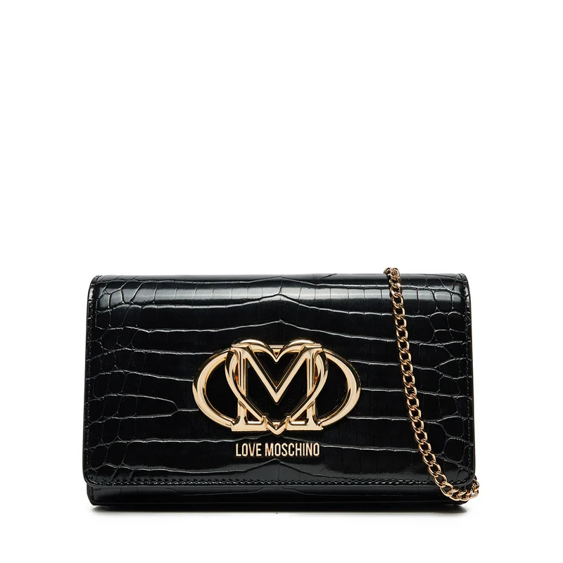 Clutch Donna con Tracolla LOVE MOSCHINO stampa Croco Nera
