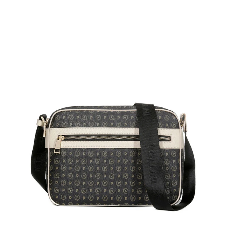 Borsa Donna Messenger POLLINI Linea Heritage Logo Classic Nero e Avorio