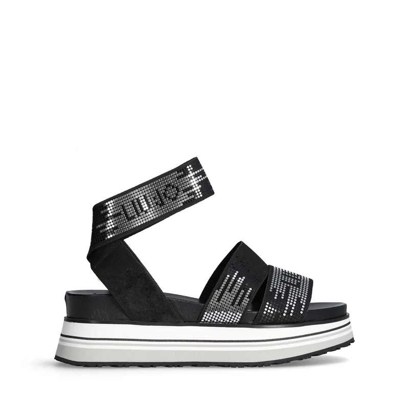 Sandali Platform Donna LIU JO Frida 33 in Tessuto Elastico Nero