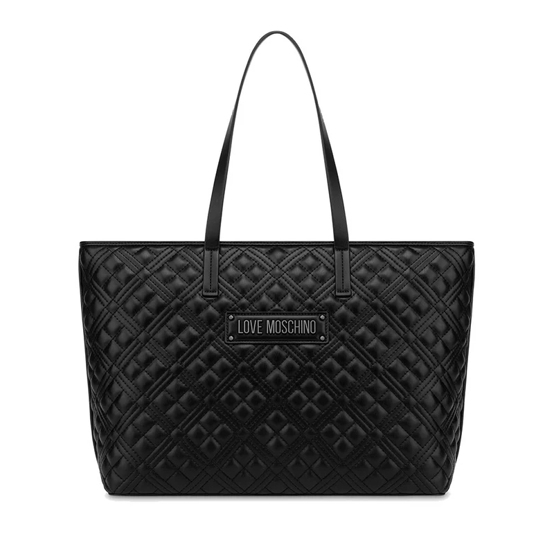 Shopping Bag Trapuntata LOVE MOSCHINO linea Lettering Logo colore Nero con Logo Canna di Fucile