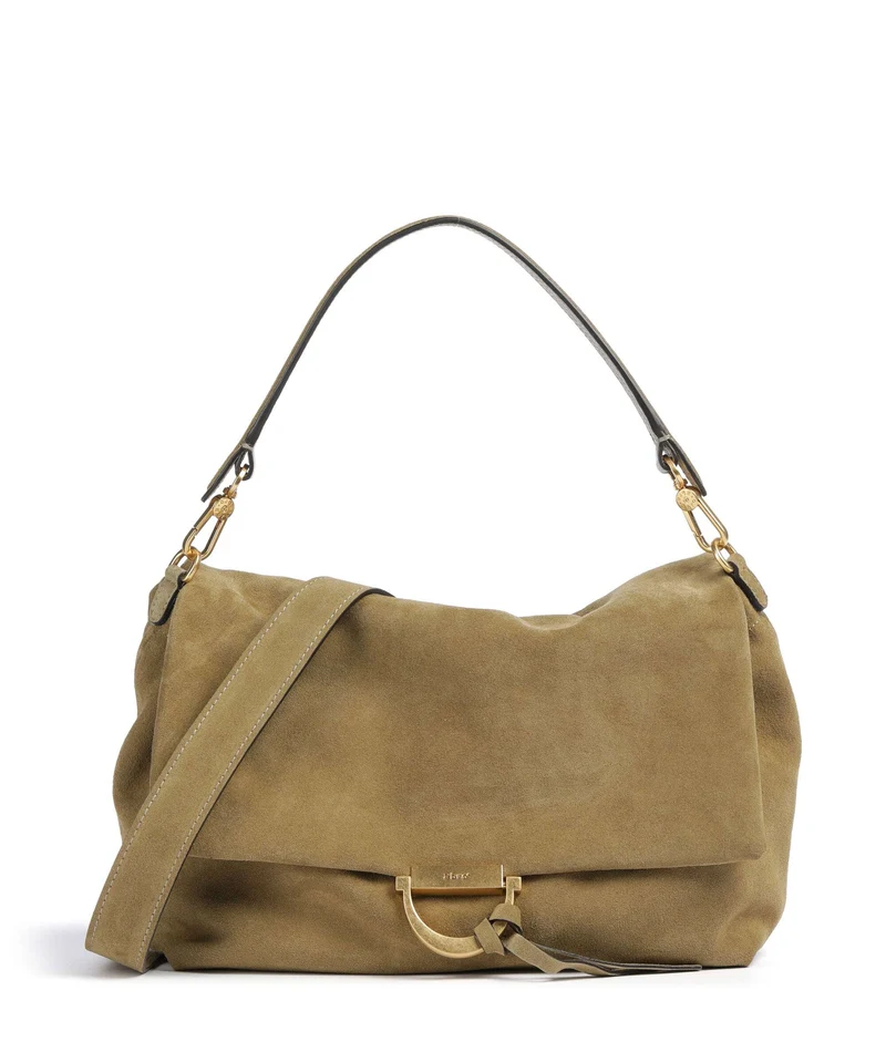 Abro Suede Temi Large Borsa a spalla mud