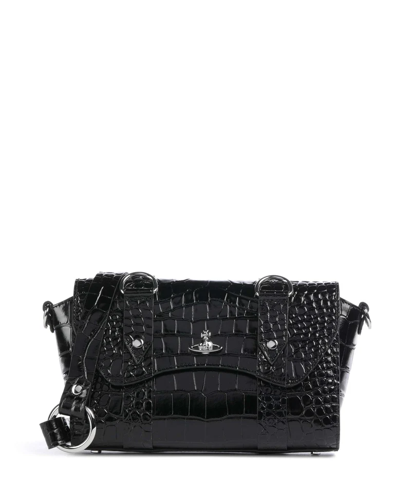 Vivienne Westwood Kimmy Embossed Croc Borsa a tracolla black