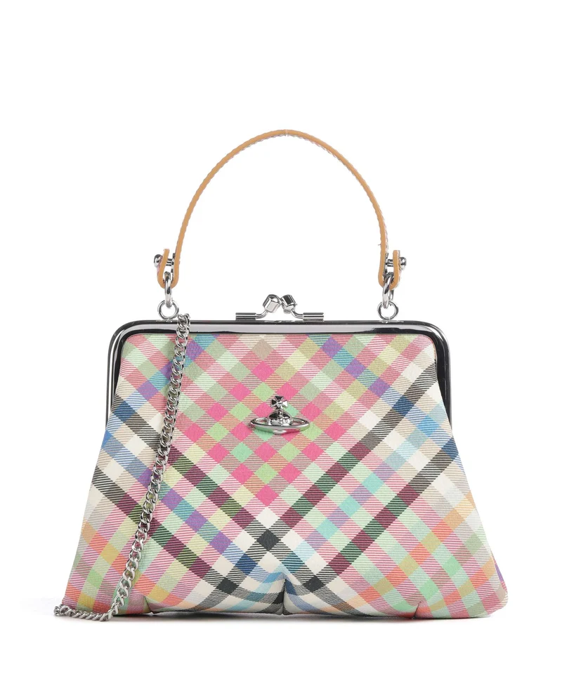 Vivienne Westwood Granny Frame Buccia D'Arancia Borsa a mano heather plaid