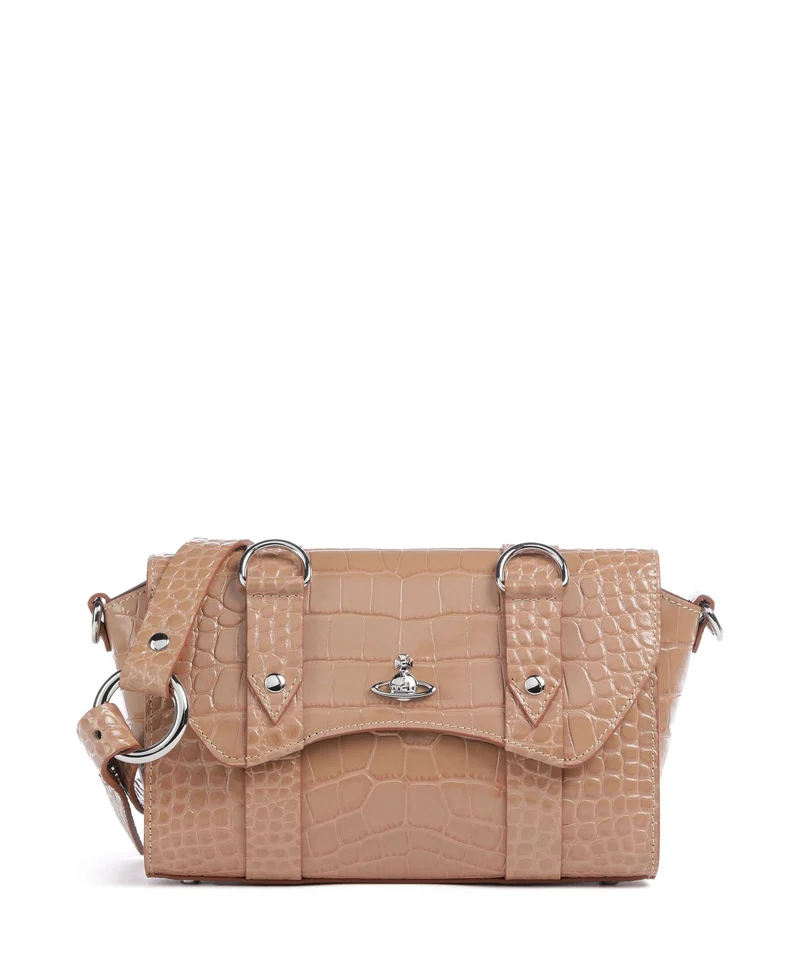 Vivienne Westwood Kimmy Embossed Croc Borsa a tracolla dusty pink