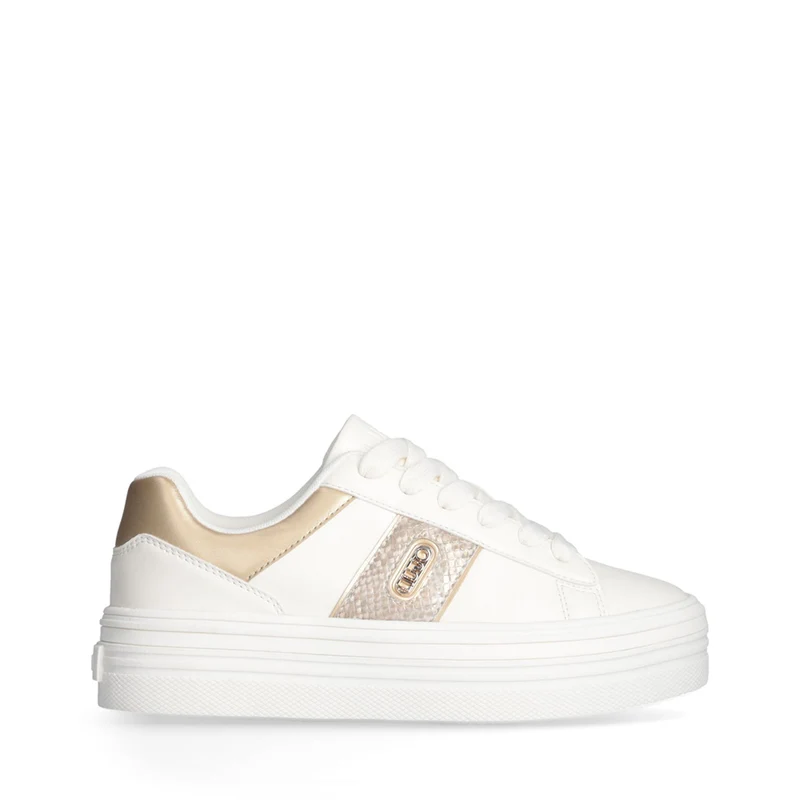 Sneakers Platform LIU JO Up 911 Bianche con Inserto stampa Pitone Oro