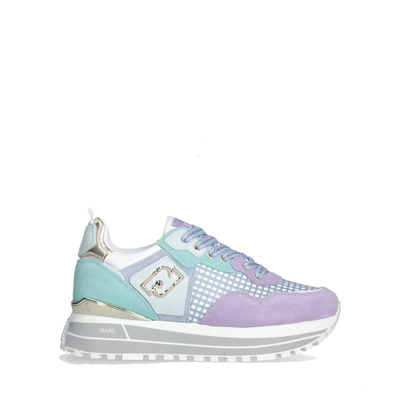 Sneakers Platform Donna LIU JO Maxi Wonder 73 in Suede e Mesh Viola e Azzurro