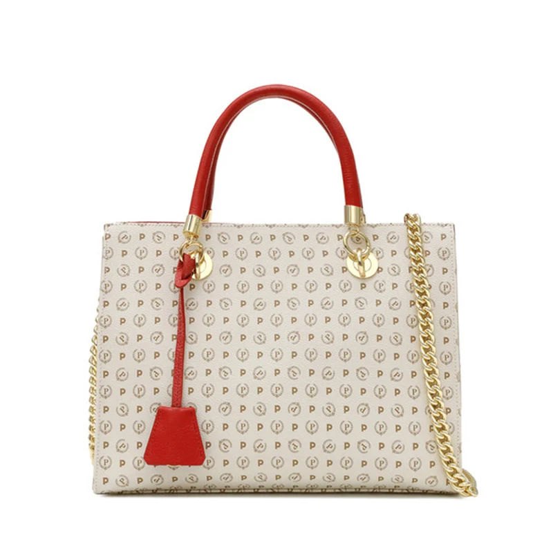 Borsa Donna a Mano con Tracolla POLLINI linea Heritage Logo Classic Avorio e Lacca