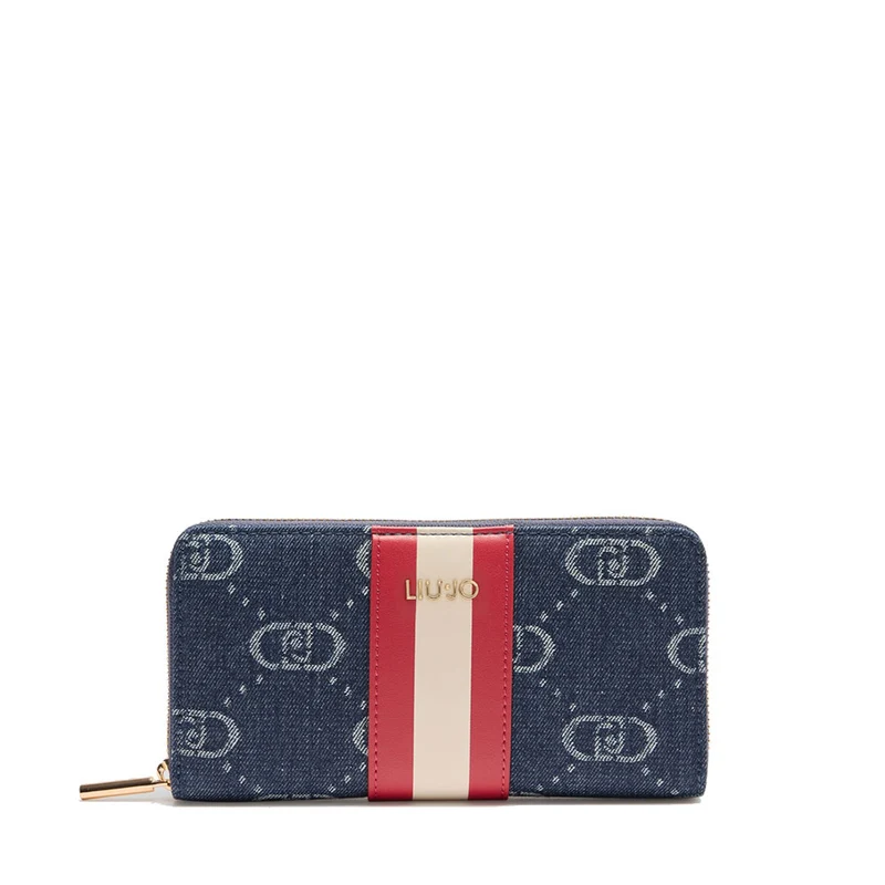 Portafoglio Donna Zip Around LIU JO in Denim Jacquard colore Blue Denim
