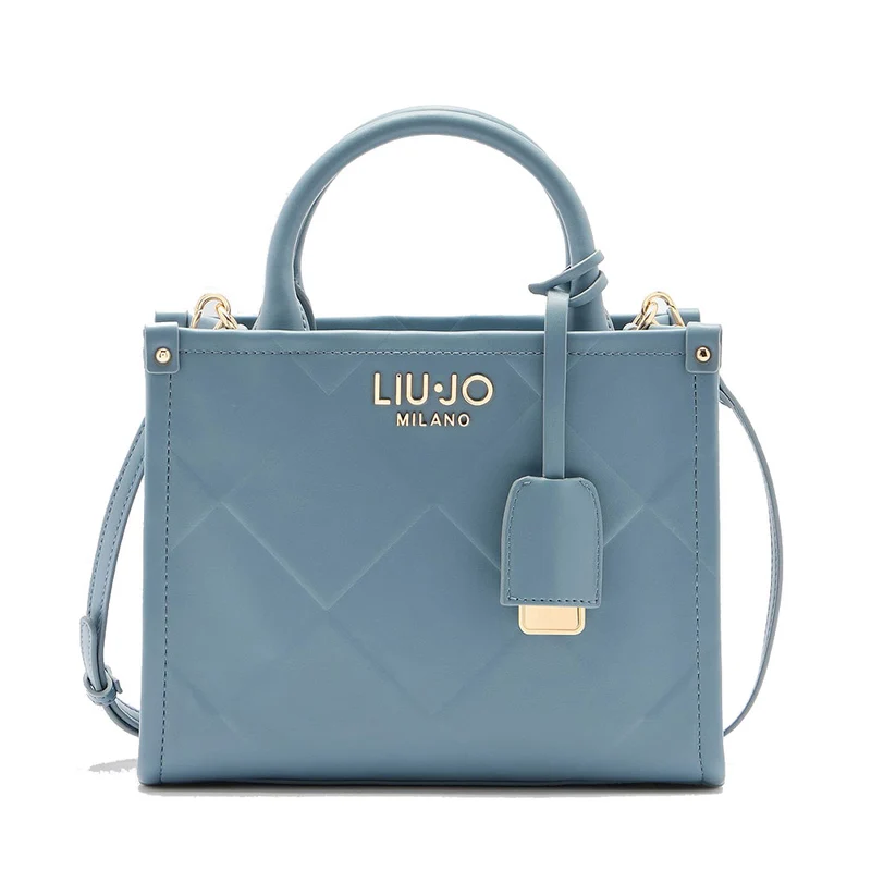 Borsa Donna a Mano LIU JO Better con Motivo a Rombi Blue Denim