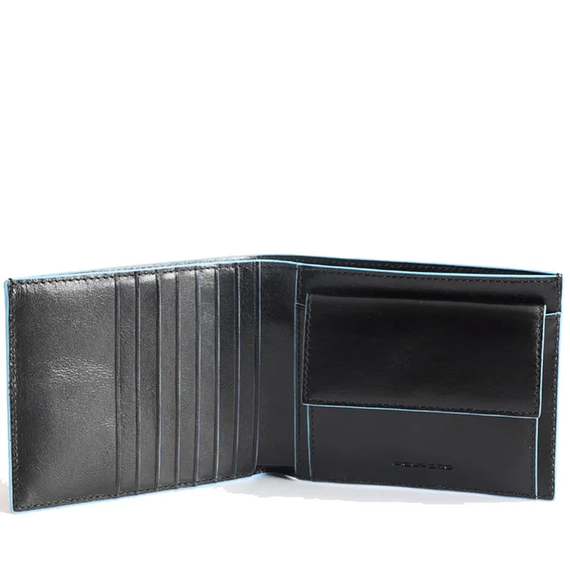 Portafoglio Uomo Piquadro In Pelle Nera con Portacarte Orizzontale e Portamonete - PU1239B2R