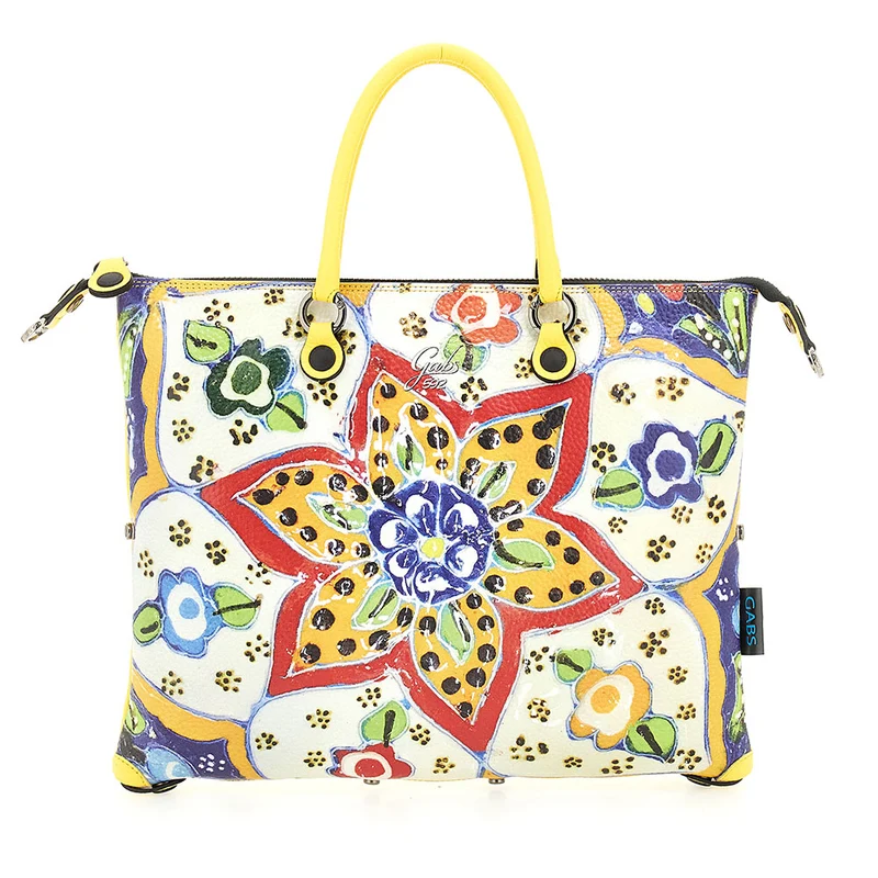 Borsa Donna a Mano con Tracolla GABS G3 PLUS Large in Pelle stampa Ceramica Fiori