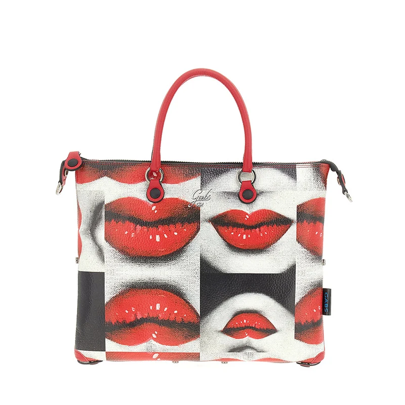 Borsa Donna a Mano con Tracolla GABS G3 PLUS Medium in Pelle stampa Baci