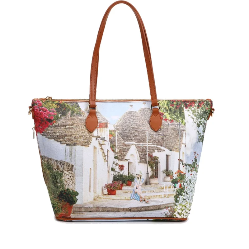 Borsa Donna Y NOT Shopper a Spalla YES-397 Stampa Puglia Summer