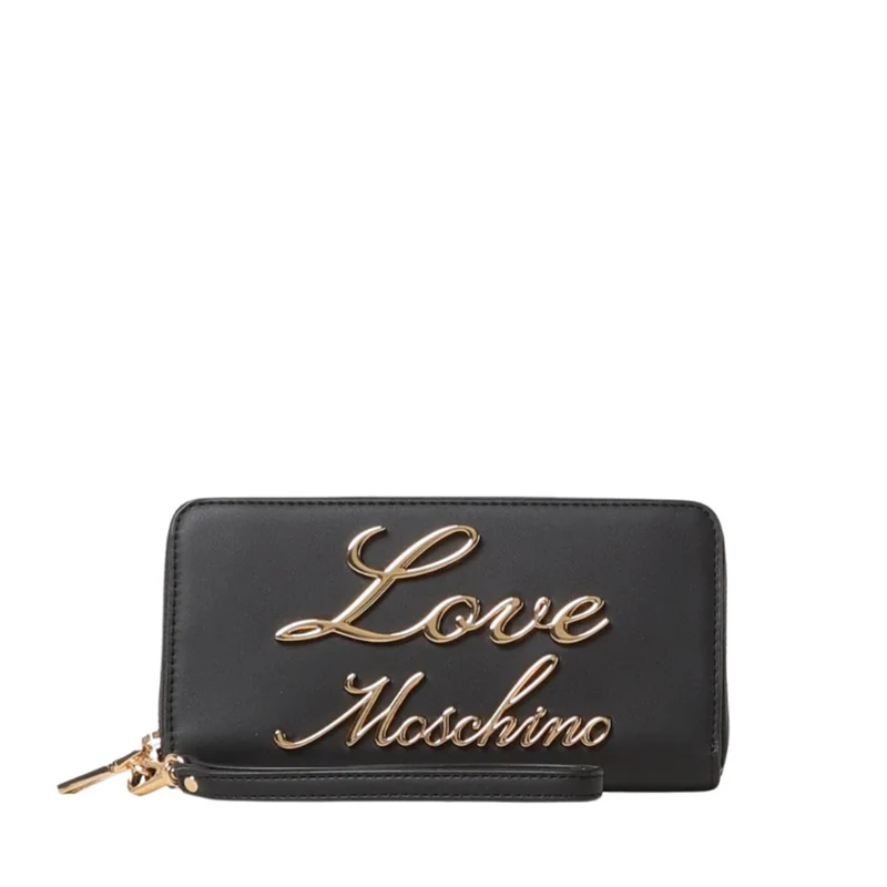 Portafoglio Donna Zip Around con Polsiera LOVE MOSCHINO linea Lovely Chain colore Nero