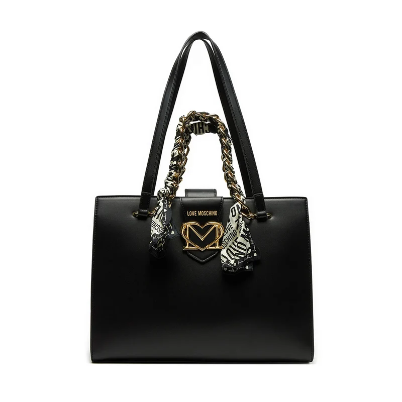 Shopping Bag Donna LOVE MOSCHINO Nera con Foulard Logato