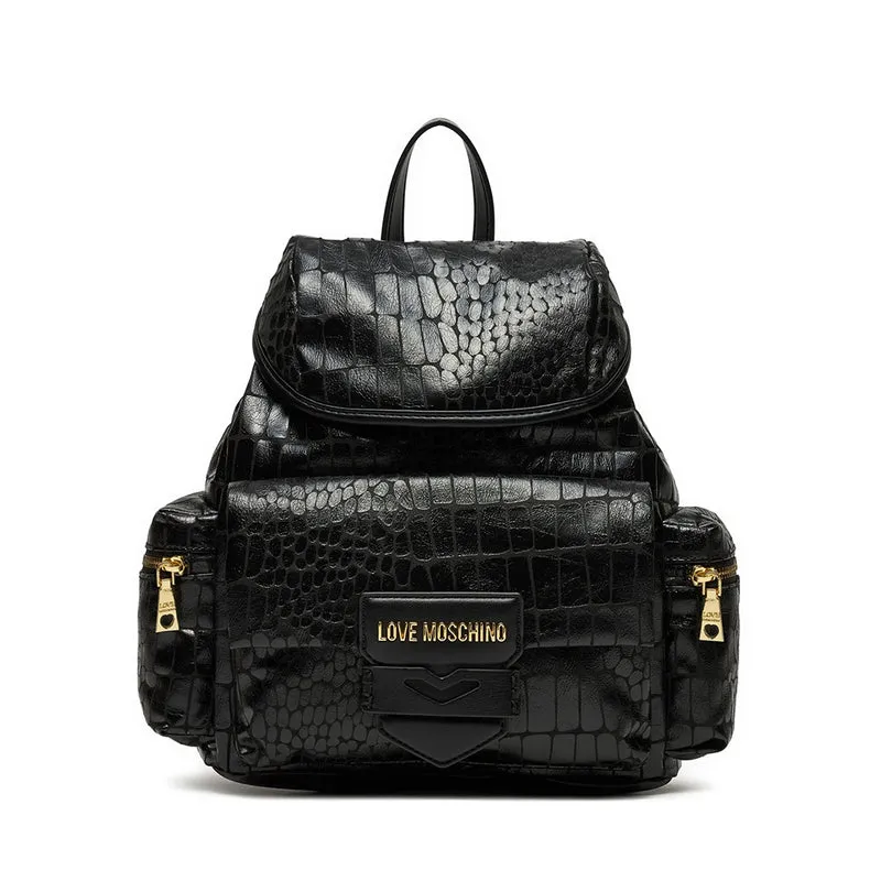 Zaino Donna LOVE MOSCHINO stampa Croco Nero