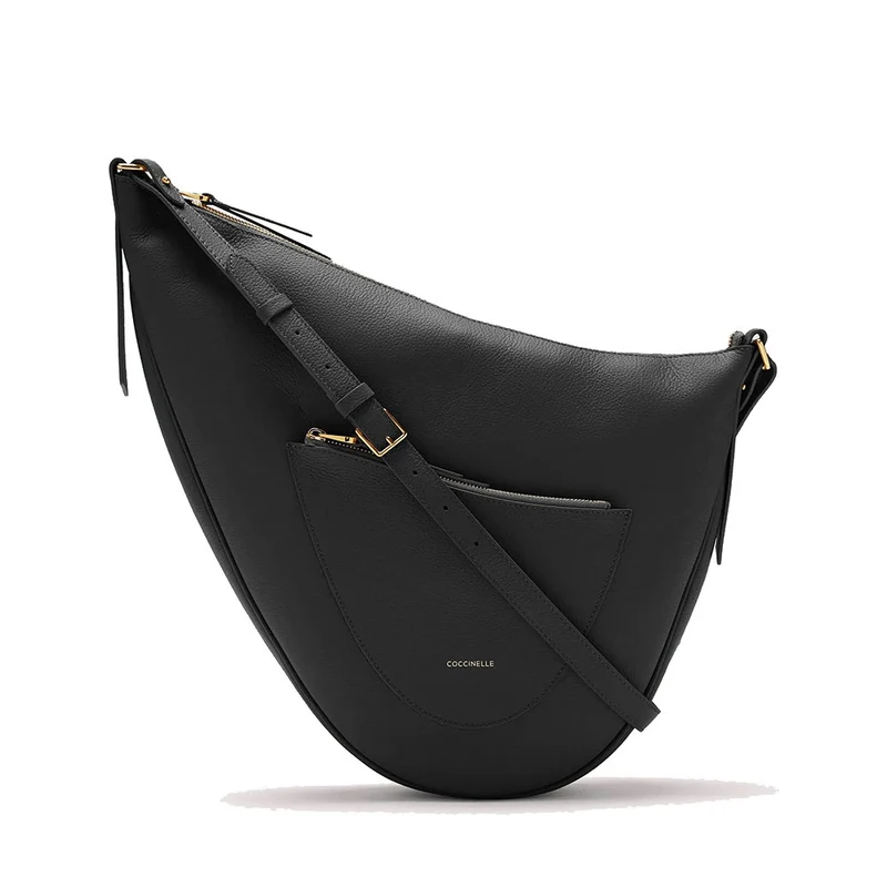 Borsa Donna Asimmetrica a Tracolla COCCINELLE linea Snuggie Medium in Pelle Nera