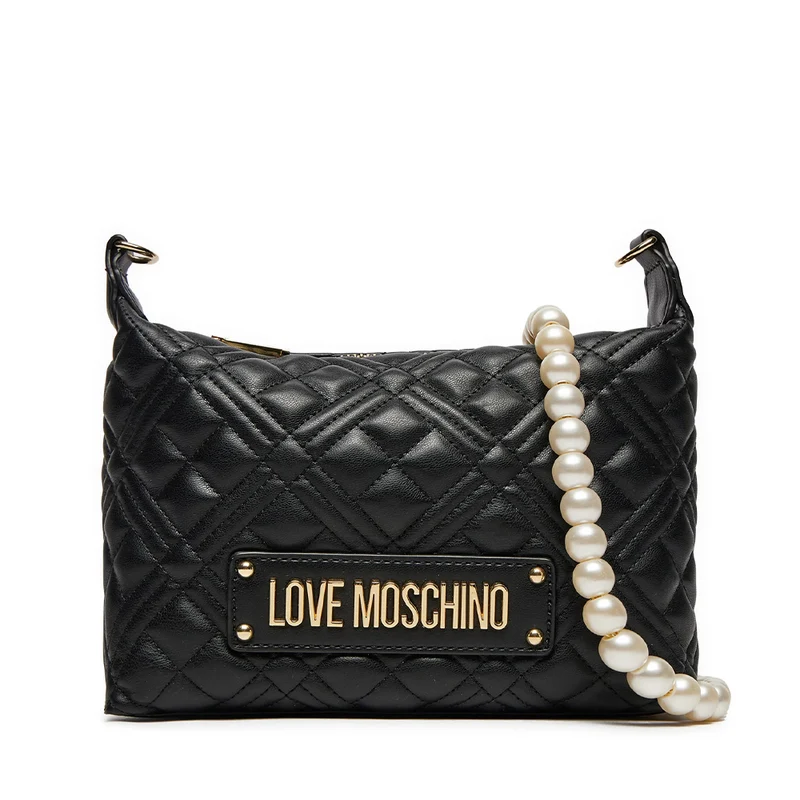 Hobo Bag Small LOVE MOSCHINO linea Pearls Trapuntata Nera