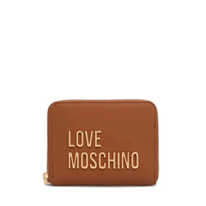 Portafoglio Donna Piccolo Zip Around LOVE MOSCHINO linea Bold Love color Noce