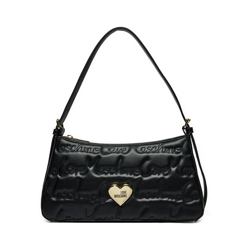 Hobo Bag LOVE MOSCHINO Nera con Logo Ricamato All Over