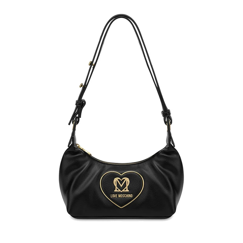 Hobo Bag LOVE MOSCHINO linea Heart Plaque Nera con Logo