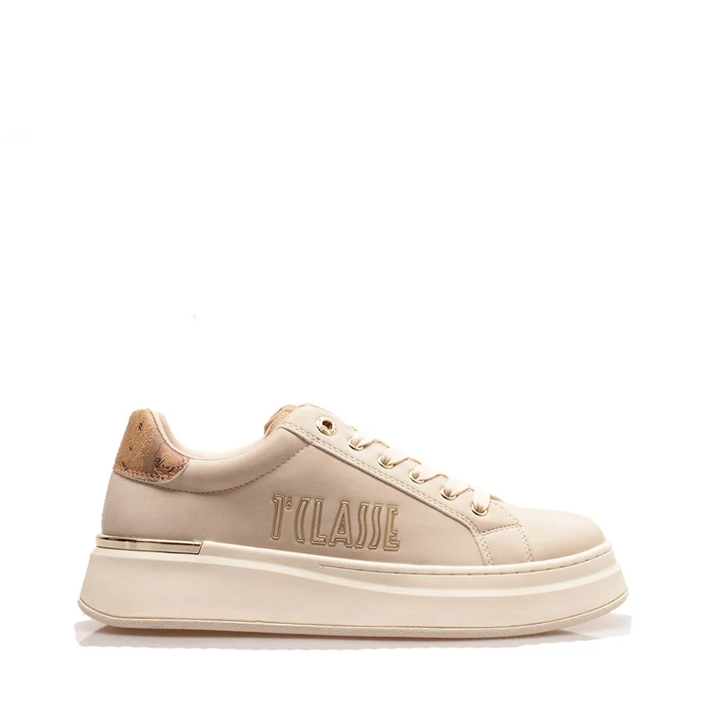 Sneakers Platform 1A Classe Alviero Martini Beige con Maxi Logo 1969