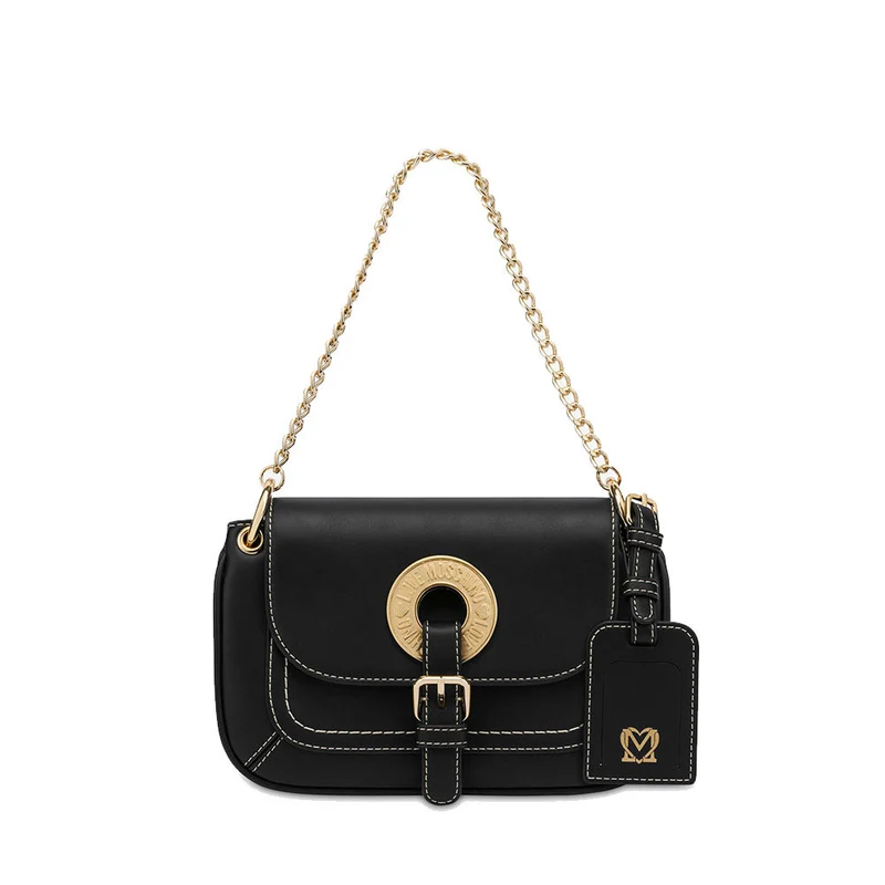 Borsa Donna a Spalla LOVE MOSCHINO linea Logo Eyelet Nera