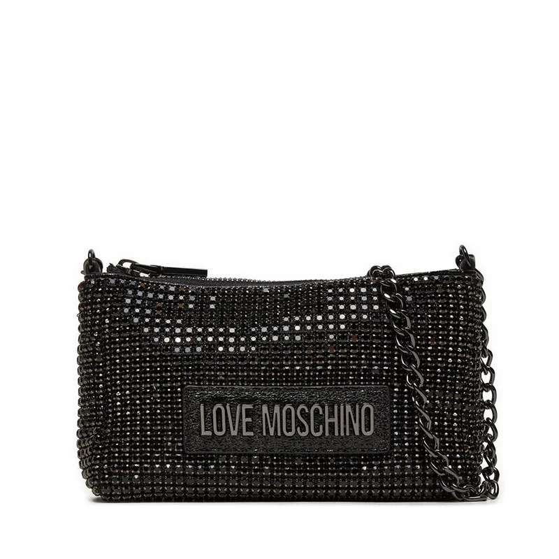 Pochette Donna LOVE MOSCHINO linea Bling Bling Nera con Strass