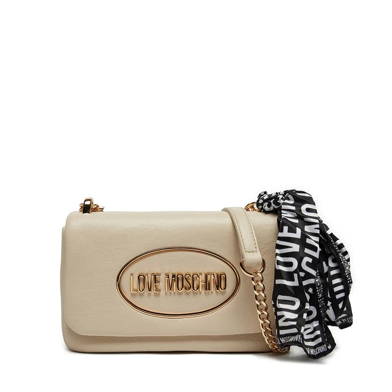 Borsa Donna a Spalla e Tracolla LOVE MOSCHINO Avorio con Foulard Logato