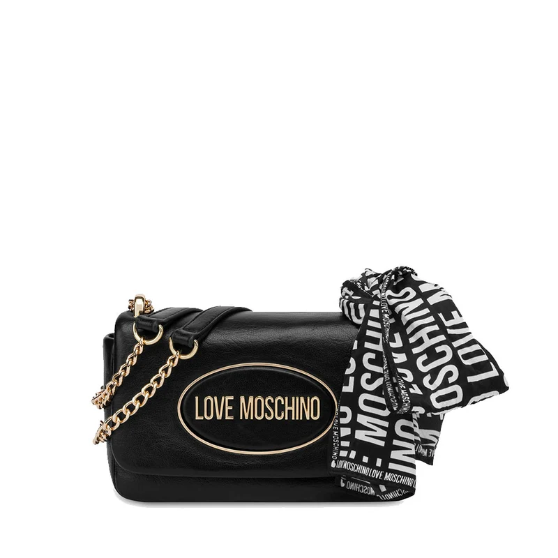 Borsa Donna a Spalla e Tracolla LOVE MOSCHINO Nera con Foulard Logato