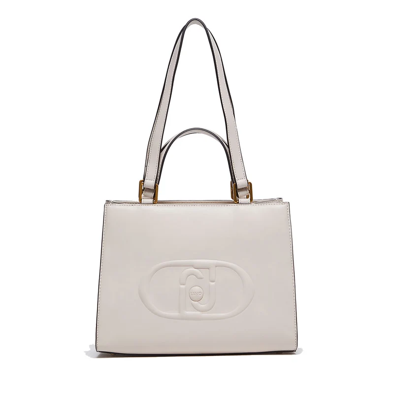 Shopping Bag a Mano e a Spalla LIU JO Better True Champagne con Maxi Logo in Rilievo