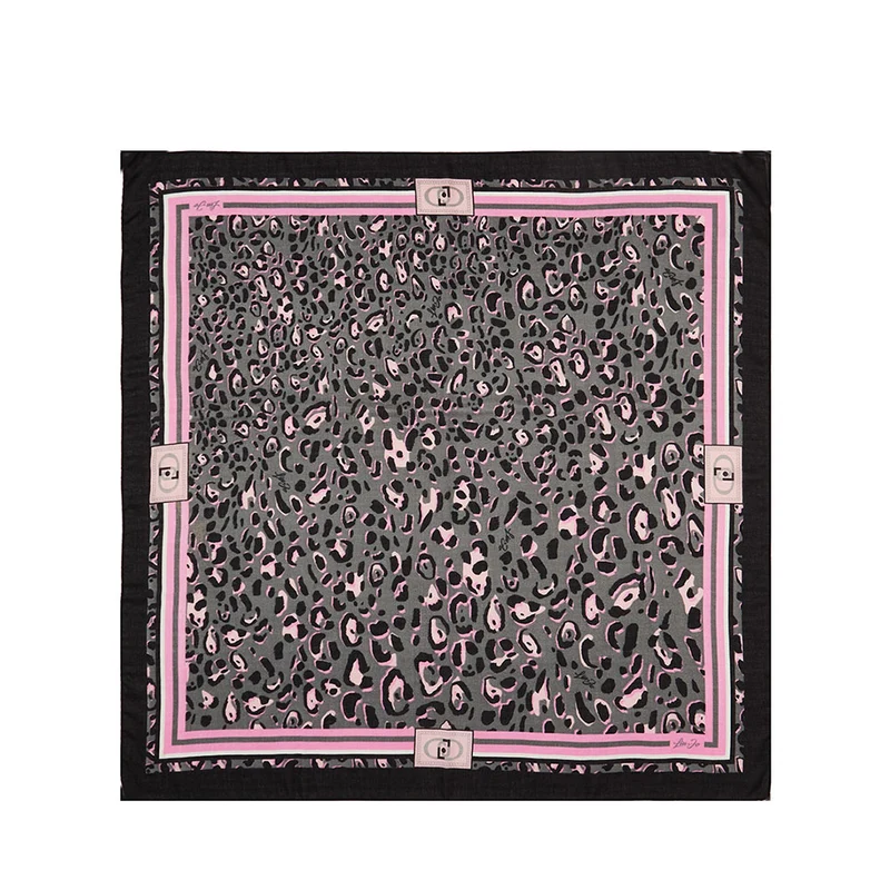 Foulard Donna 120 x 120 cm LIU JO motivo Animalier con Logo Nero