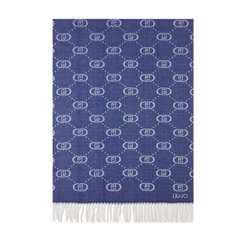 Stola Donna 70 x 180 cm LIU JO con Logo Jacquard color Denim