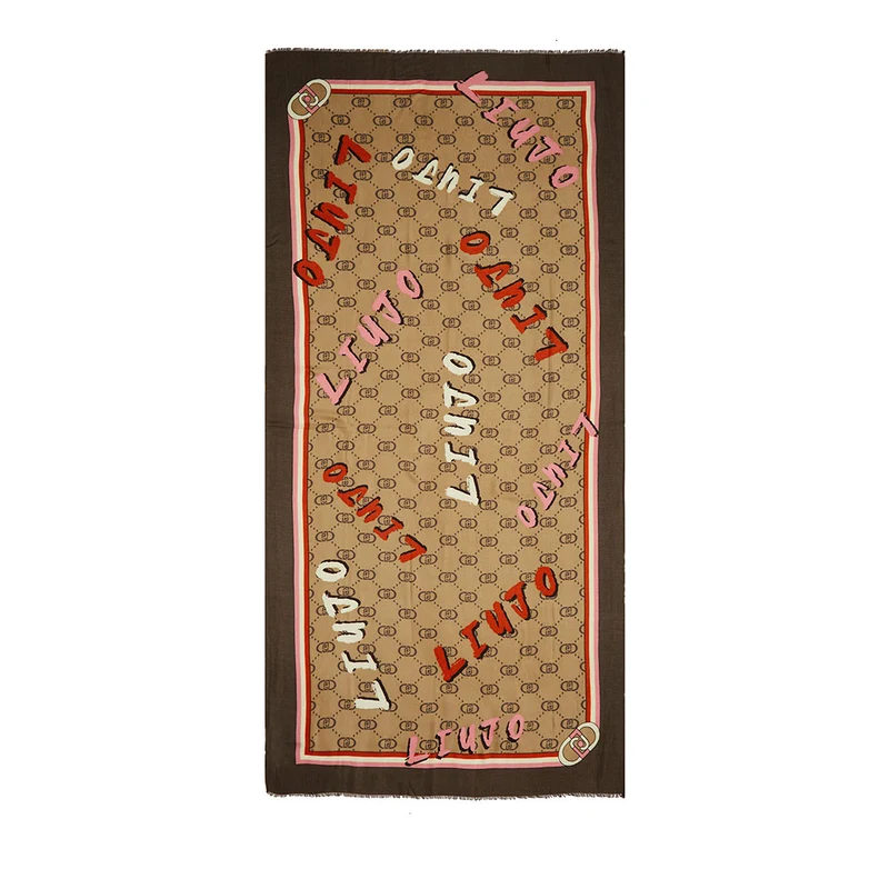 Stola Donna 90 x 180 cm LIU JO stampa Monogram Marrone