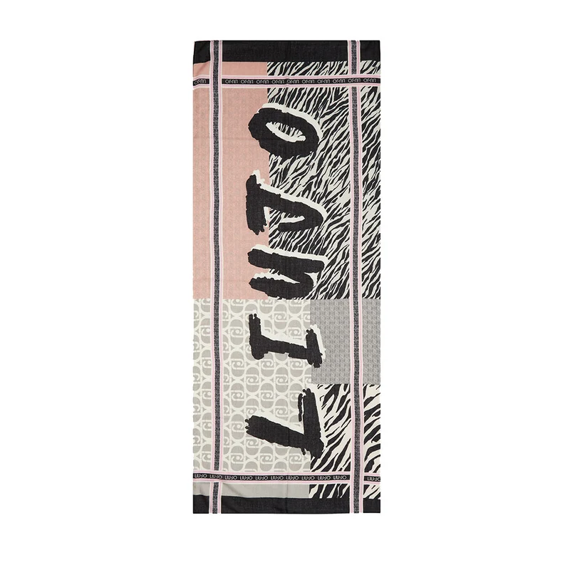 Stola Donna 70 x 180 cm LIU JO stampa Animalier con Logo colore Nero