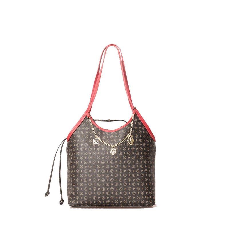 Shopping Bag POLLINI linea Heritage Logo Classic Nero e Lacca