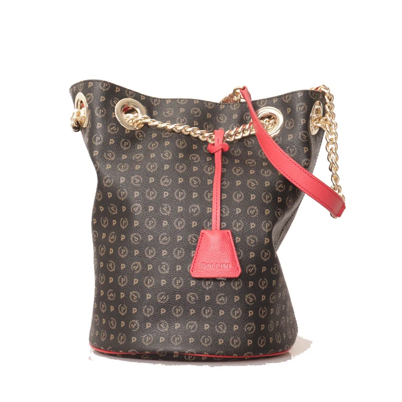 Borsa Donna Secchiello a Spalla POLLINI linea Heritage Logo Classic Nero e Lacca