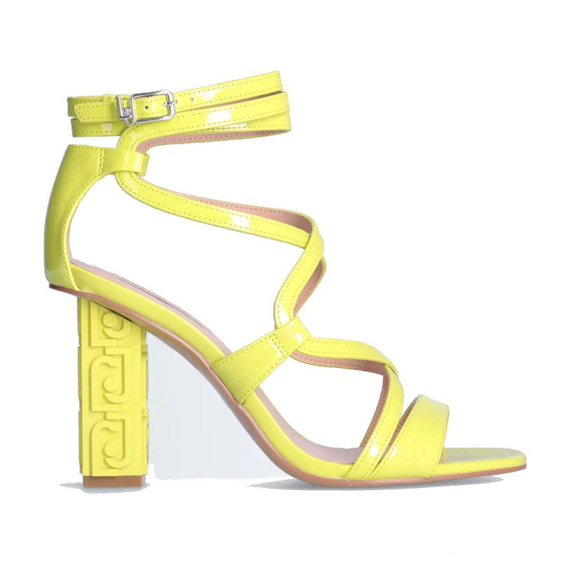 Scarpe Donna LIU JO Serena 05 Sandali in Vernice Verde Acido con Tacco Logato
