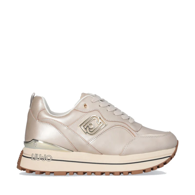 Sneakers Platform Donna LIU JO Maxi Wonder 73 in Pelle Laminata Avorio