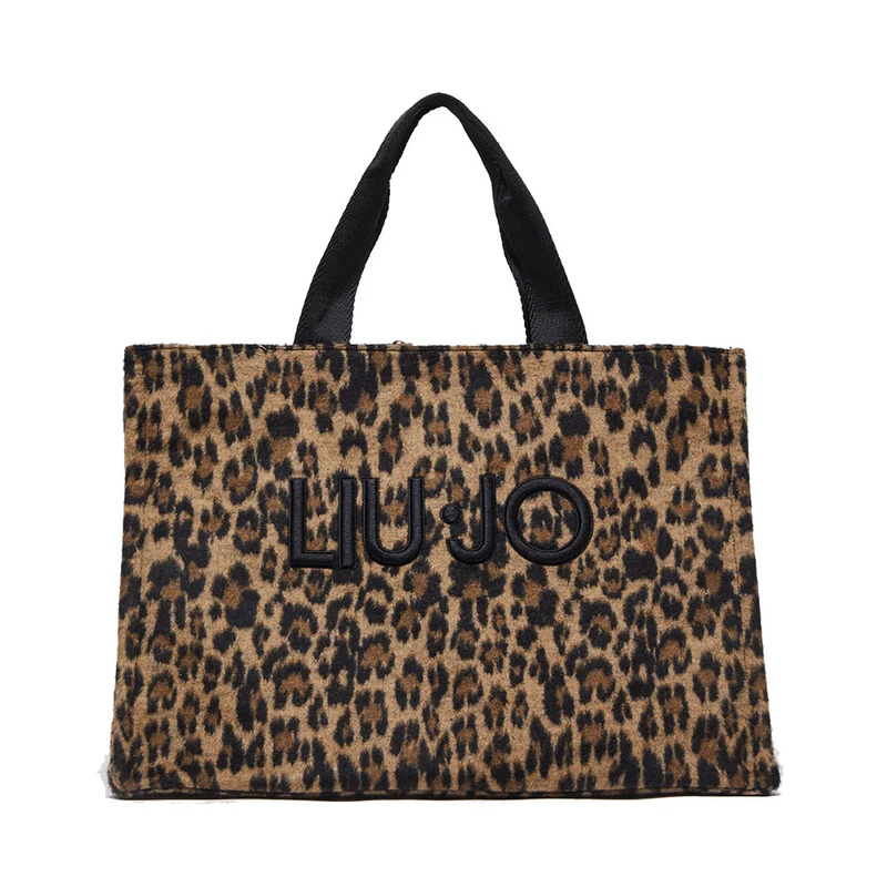 Shopping Bag Donna LIU JO in Panno stampa Brown Animalier