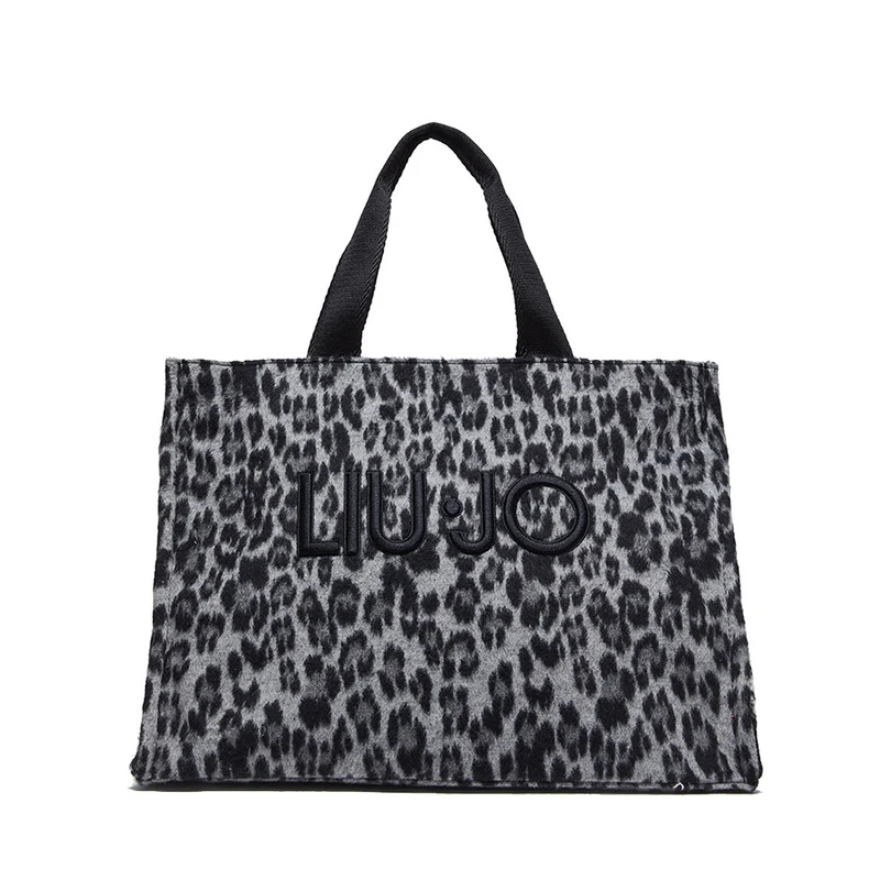Shopping Bag Donna LIU JO in Panno stampa Black Animalier