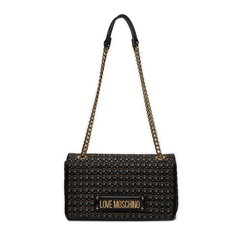 Borsa Donna a Spalla LOVE MOSCHINO in Rafia Nera