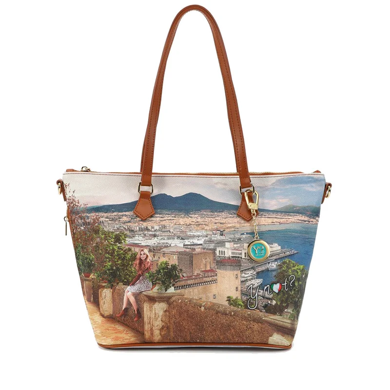 Borsa Donna Y NOT a Spalla YES-396 Stampa Lemon Tree