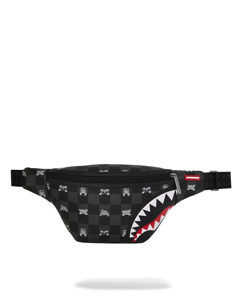 SPRAYGROUND GRAY PEEKING CHARACTERCHECK SAVVY CROSSBODY